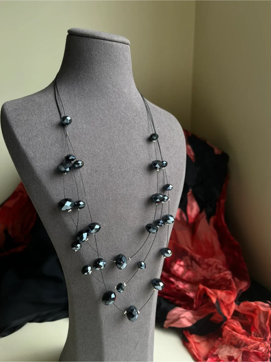 Black Beaded Multi-Strand Necklace thumbnail