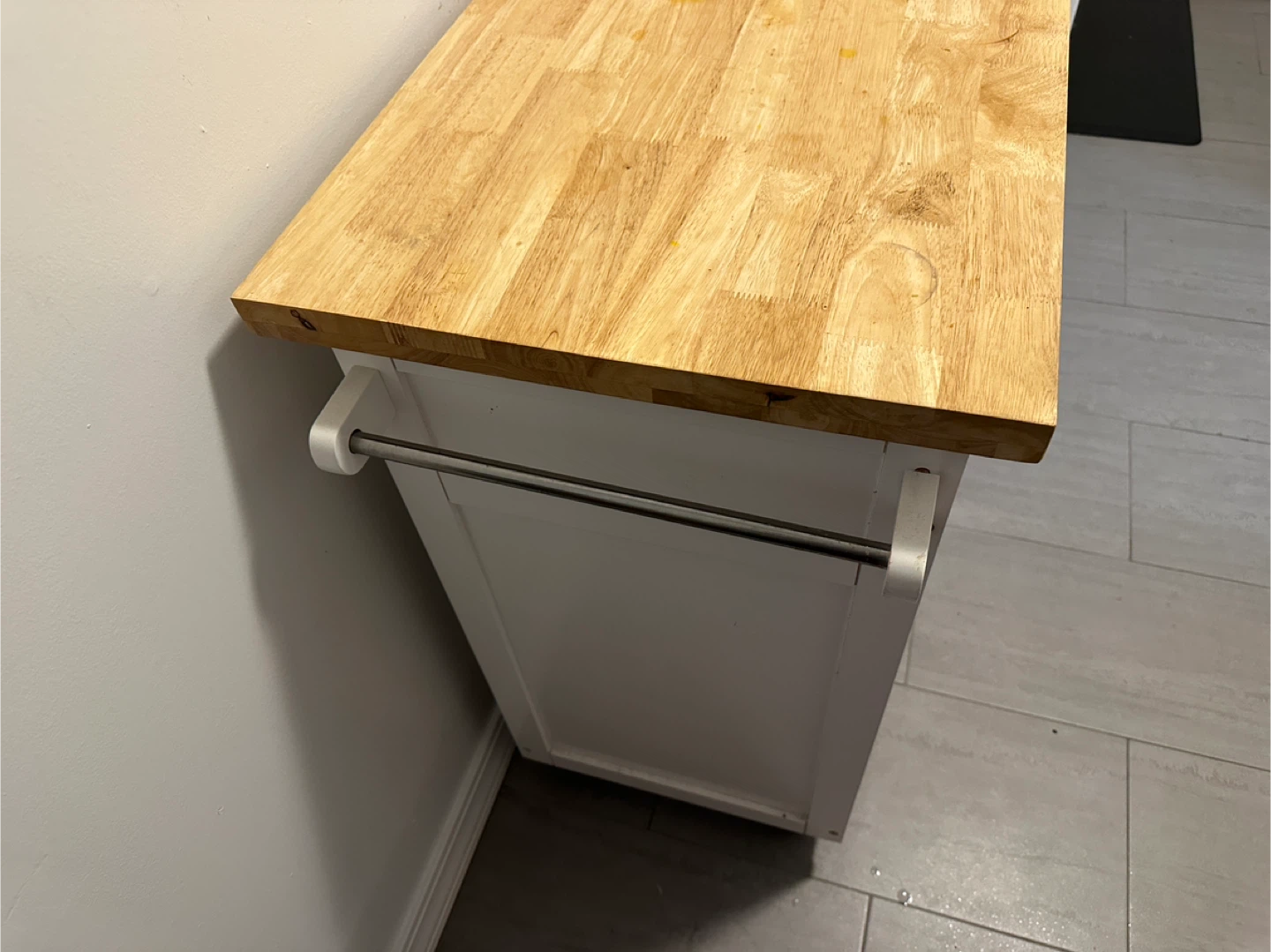 White Kitchen Island Cart with Wood Top - photo 3