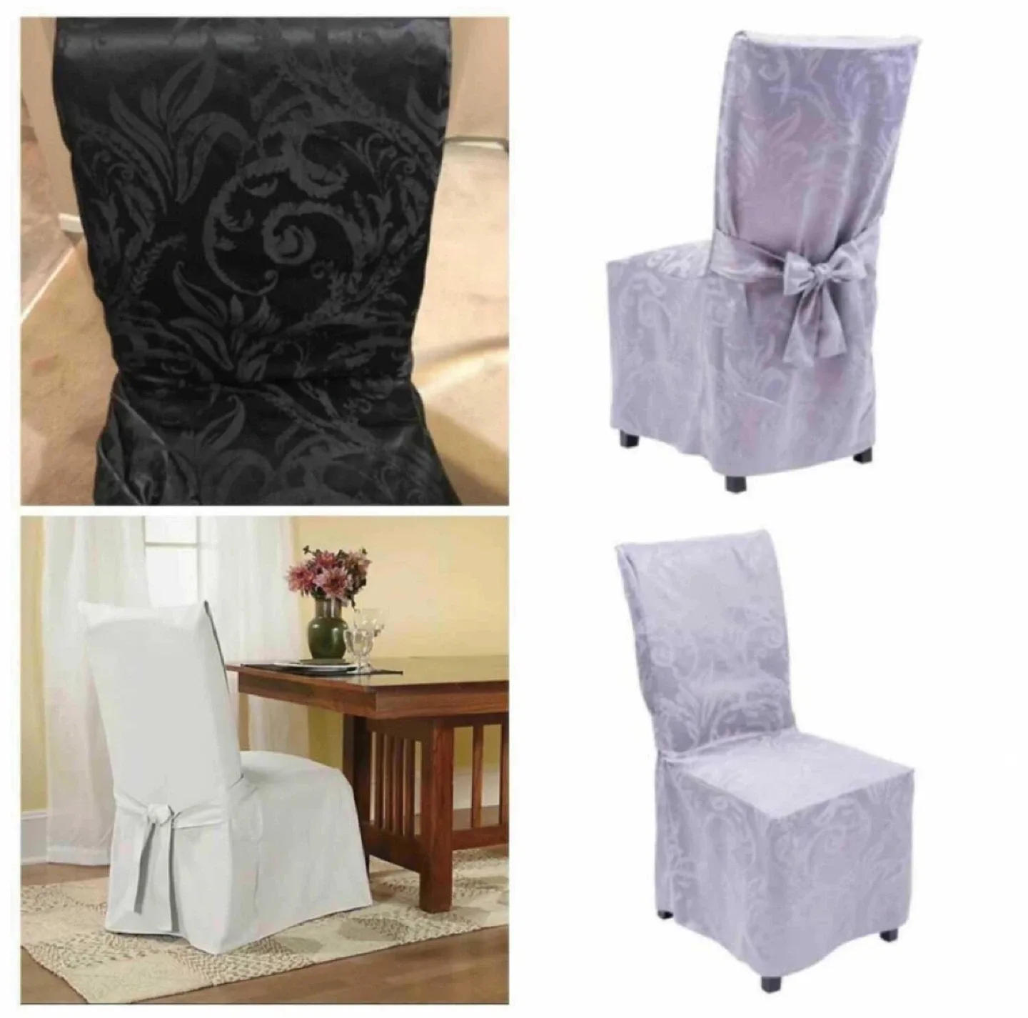 SIX (6) Black fabric dining Chair Covers image indicator(9)