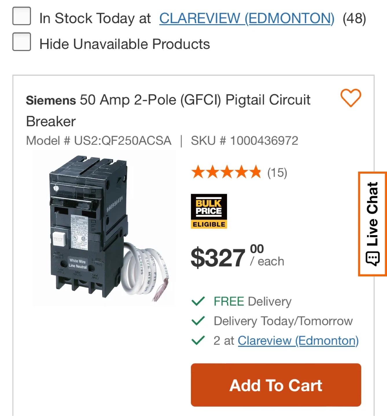 Siemens 50 Amp GFCI Circuit Breaker image indicator(5)