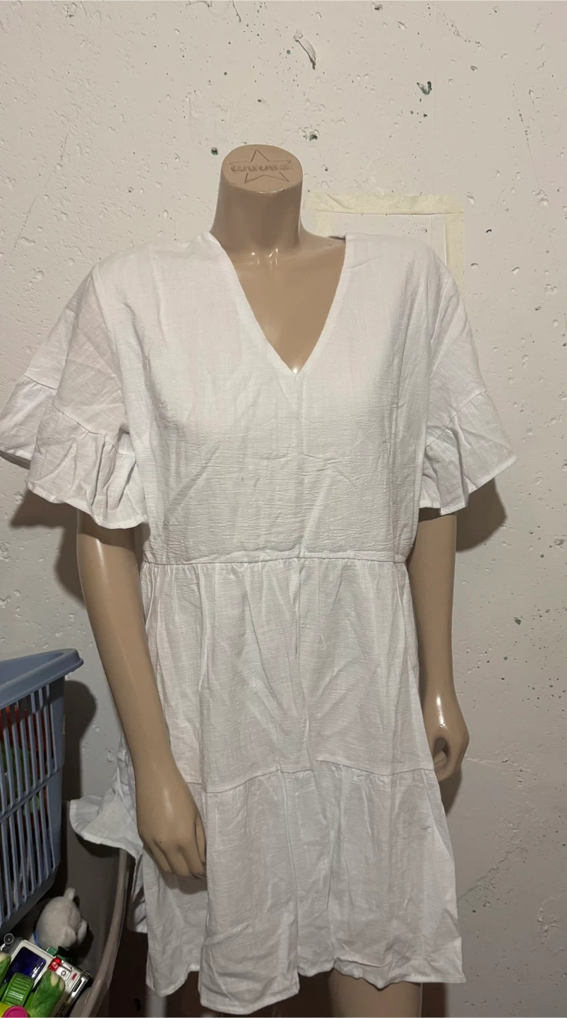 Brand new White Ruffle Sleeve Mini Dress