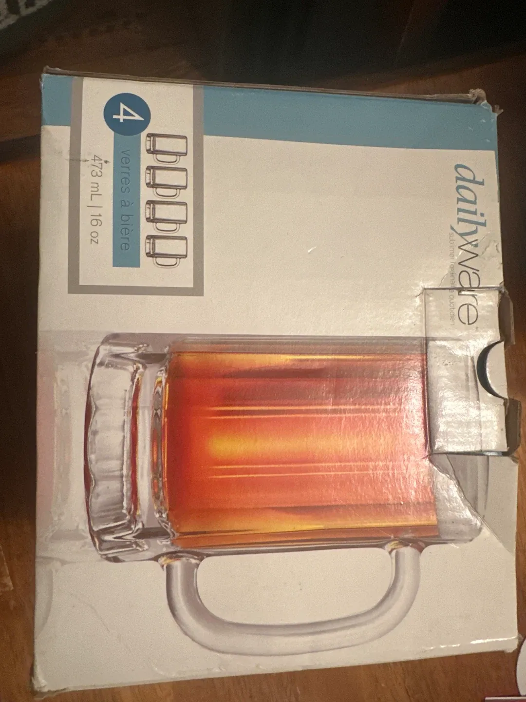 Dailyware Glass Beer Mugs - Set of 4