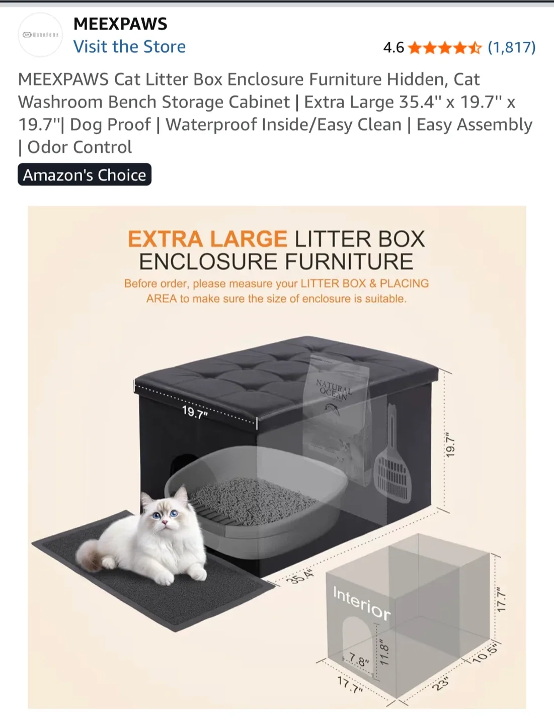MEEXPAWS Cat Litter Box Enclosure - Extra Large image indicator(3)
