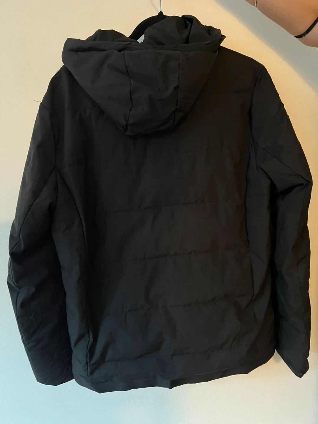 Black puffer jacket with hood image indicator(2)