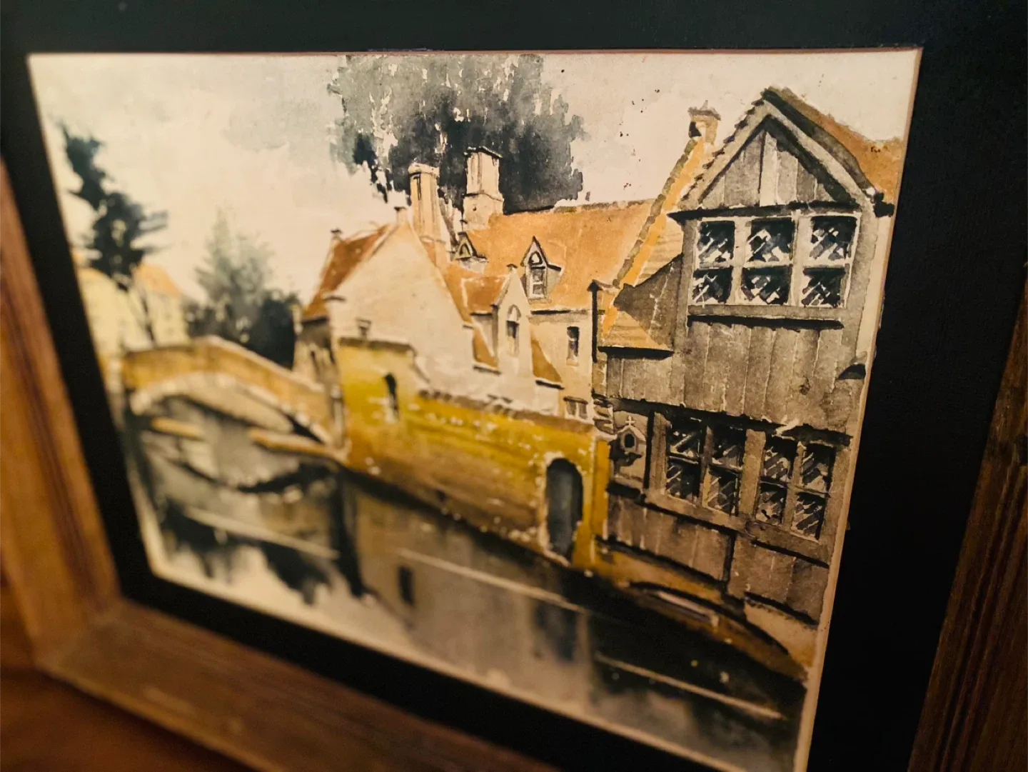 Framed Watercolor Painting - Canal Scene image indicator(2)