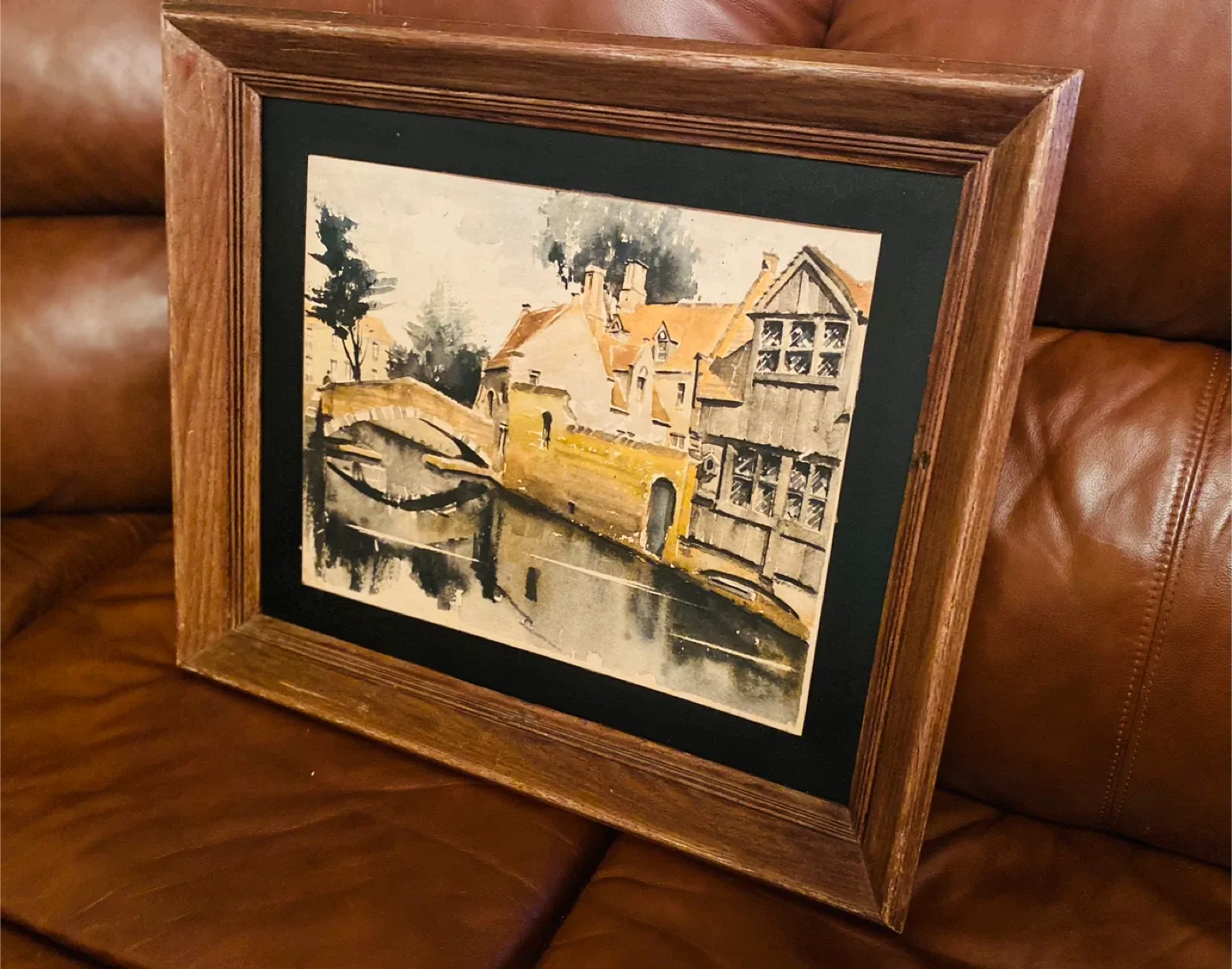Framed Watercolor Painting - Canal Scene image indicator(4)