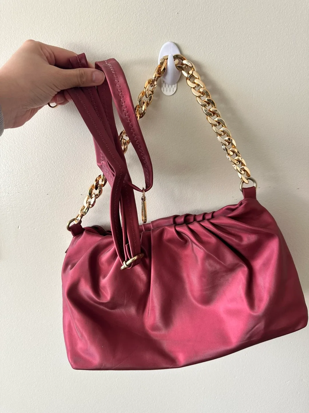 Burgundy Chain Shoulder Bag