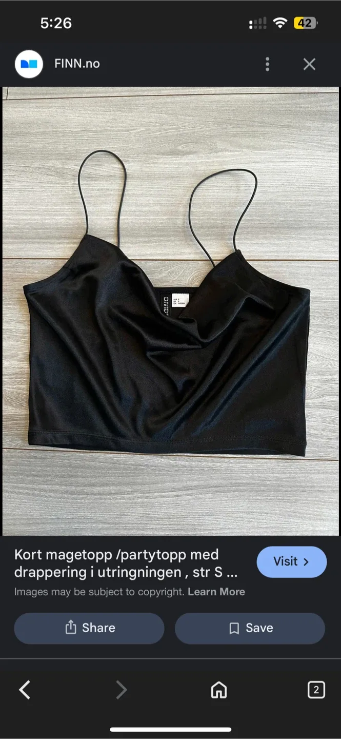 H&M Divided Black Cami Top - Size S