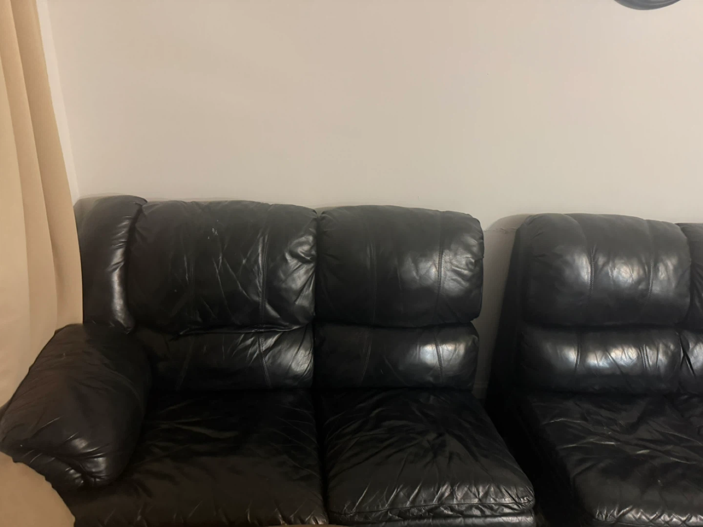 Black Leather Sofa Set