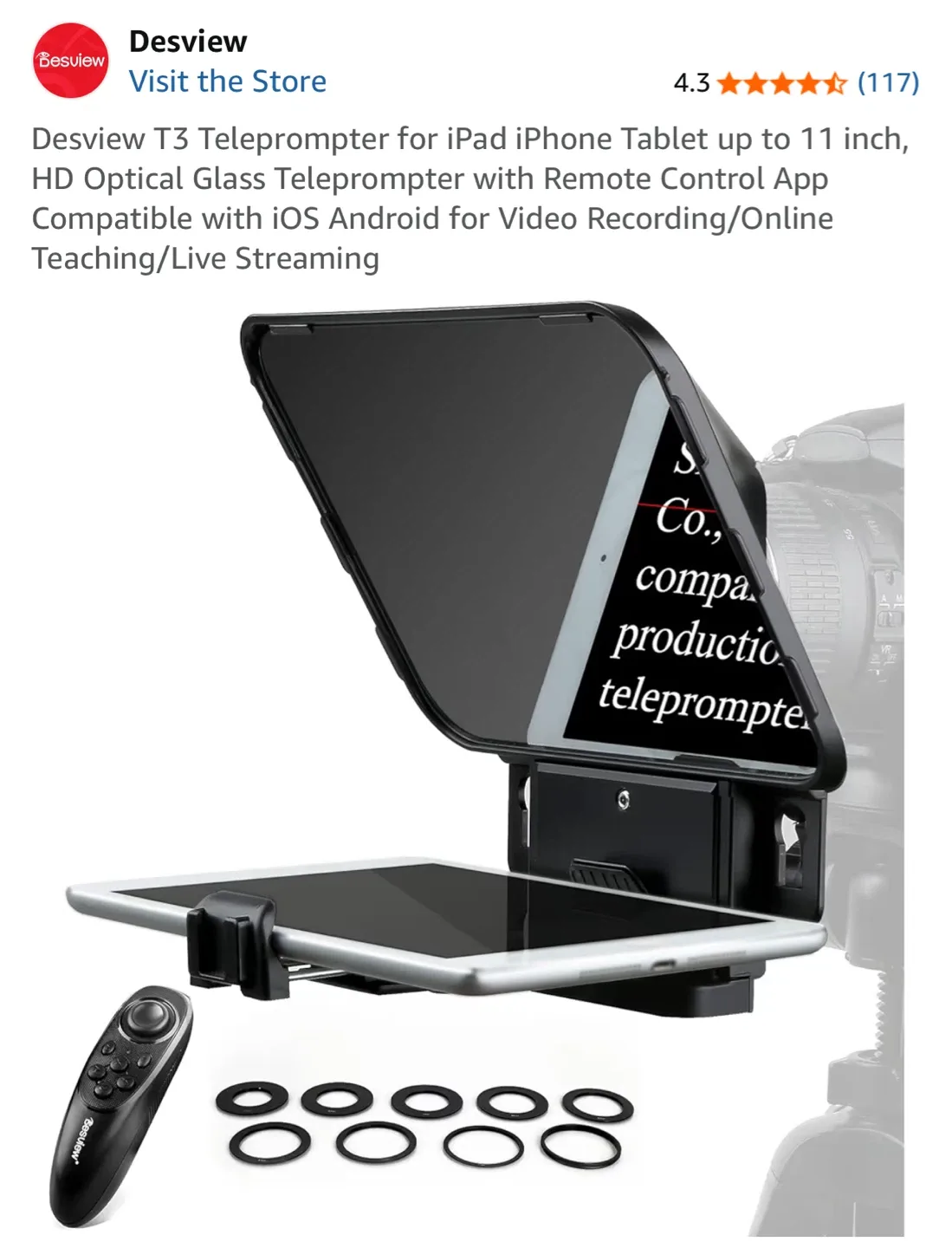 Desview T3 Teleprompter for Smartphone/Tablet/DSLR
