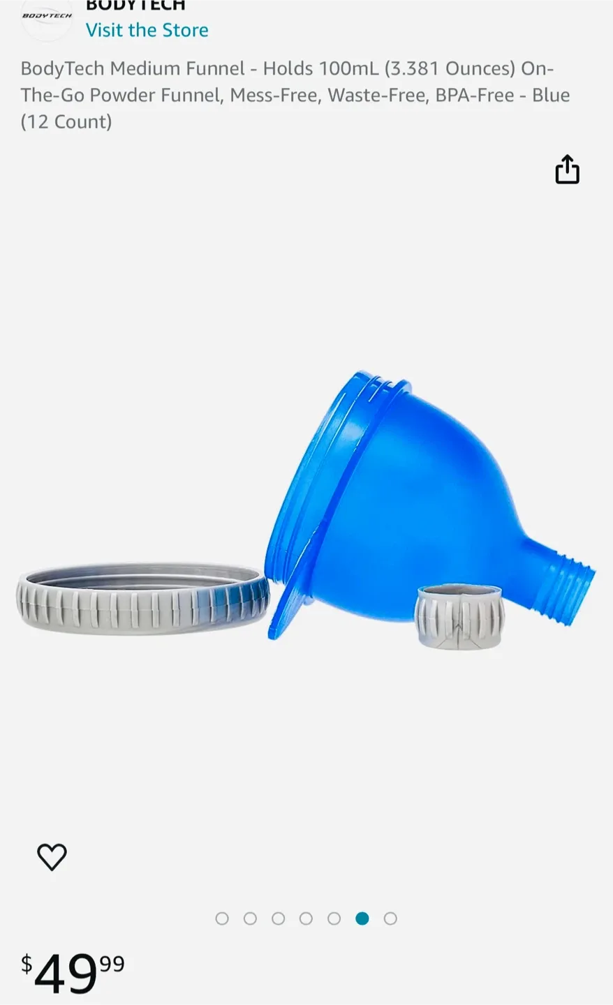 BodyTech Medium Funnel - On-The-Go Powder Funnel - Blue image indicator(2)