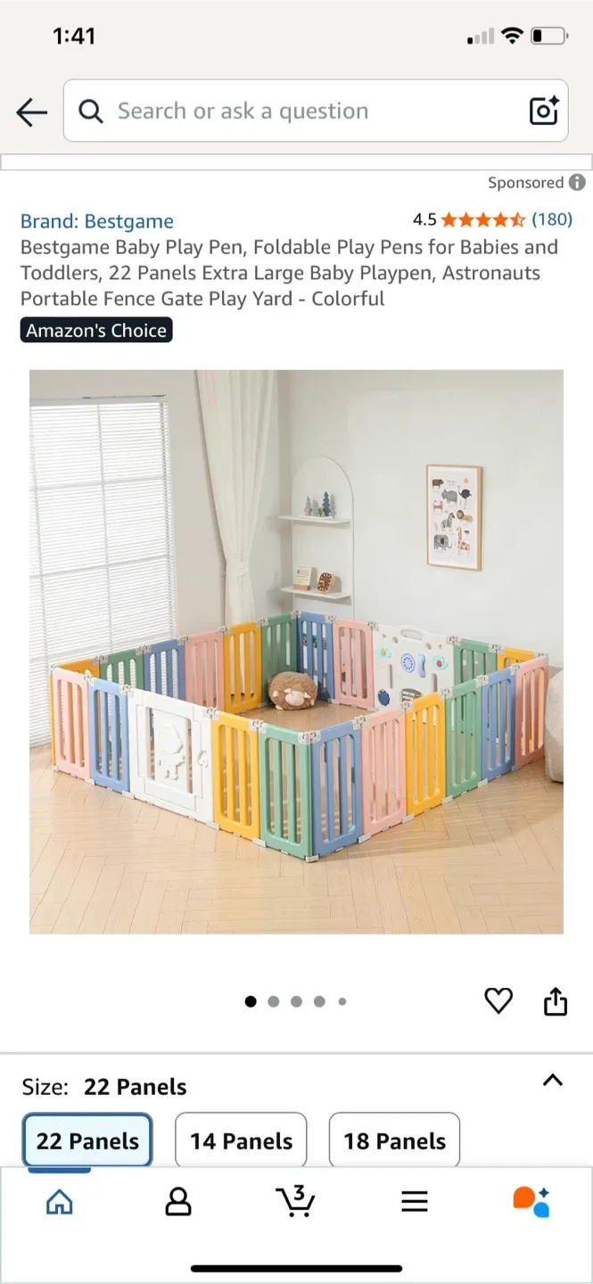 New- 22 Panel Baby Playpen - Colorful thumbnail