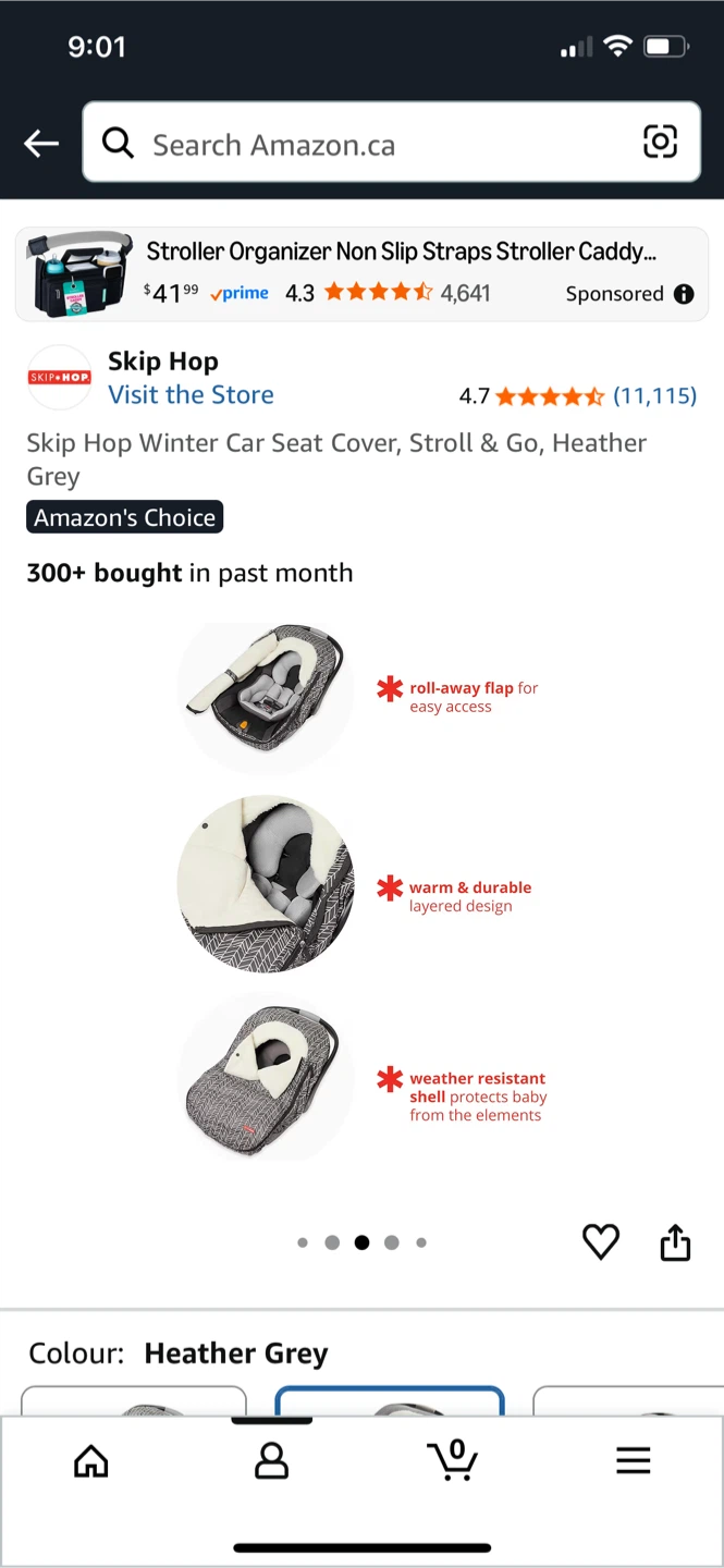 Skip Hop Winter Car Seat Cover - Heather Grey