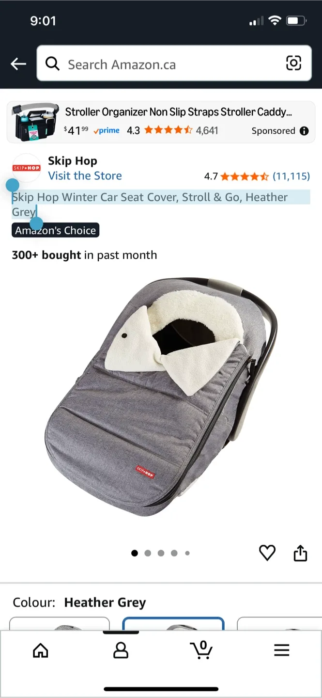 Skip Hop Winter Car Seat Cover - Heather Grey image indicator(4)