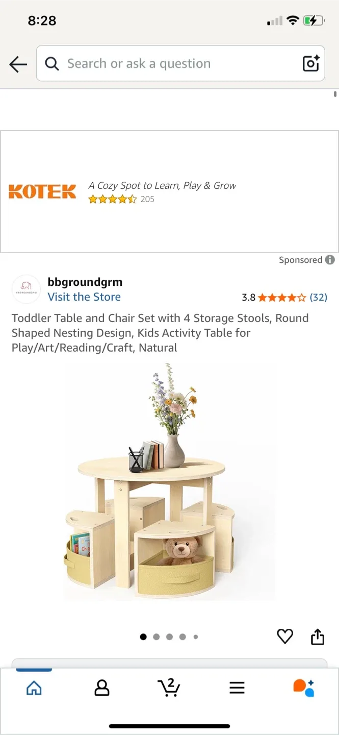 KOTEK Toddler Table & Chair Set with Storage thumbnail
