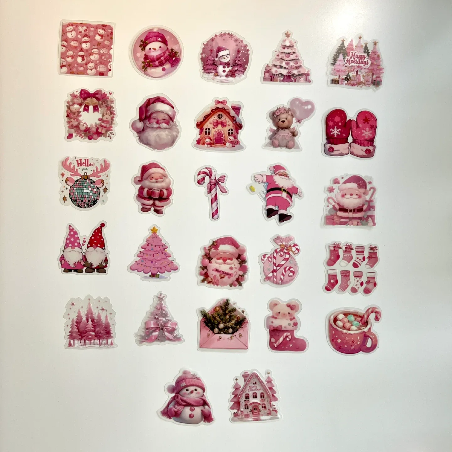 Pack of 27 Transparent Pink Christmas Stickers image indicator(6)
