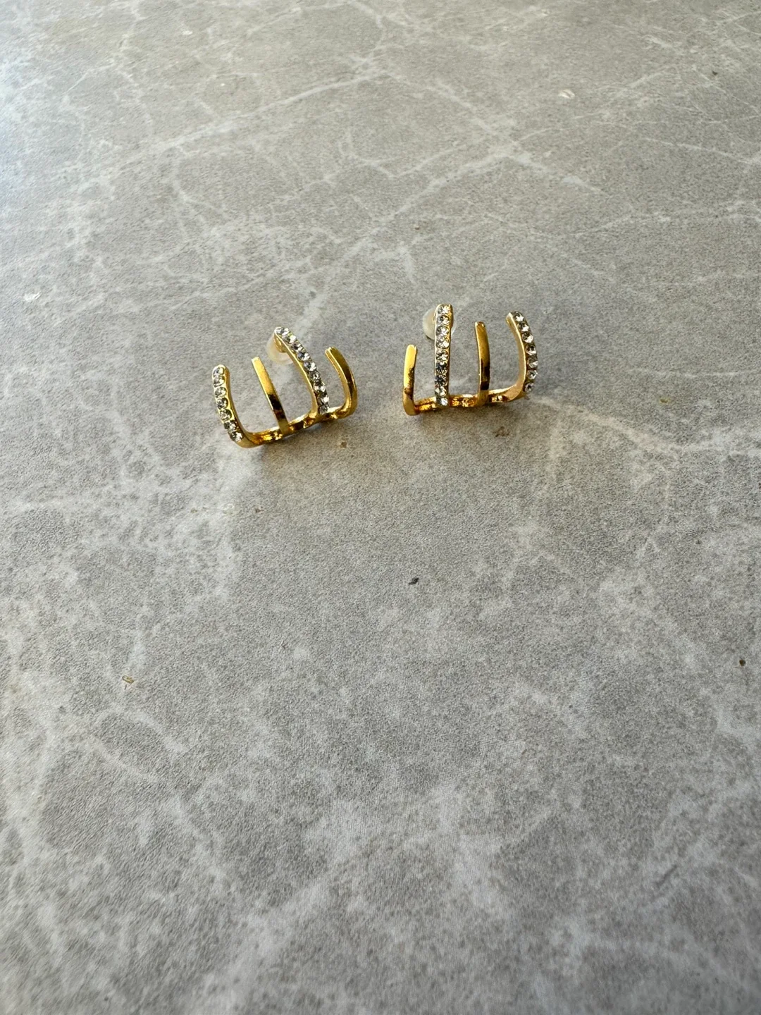 Gold Ear Cuff with Rhinestones - Jewellery