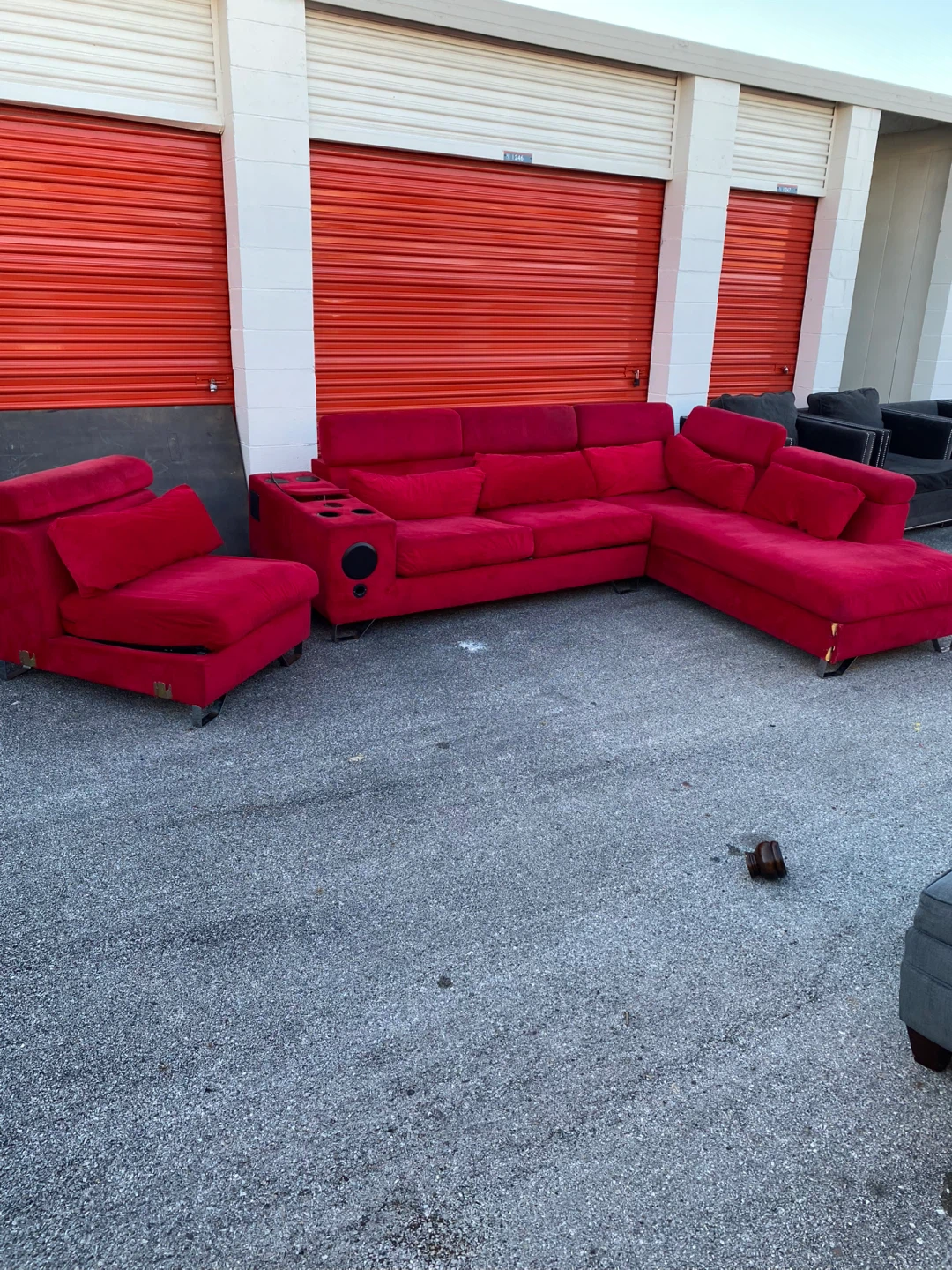 Red Sectional Sofa with Chair - photo 2