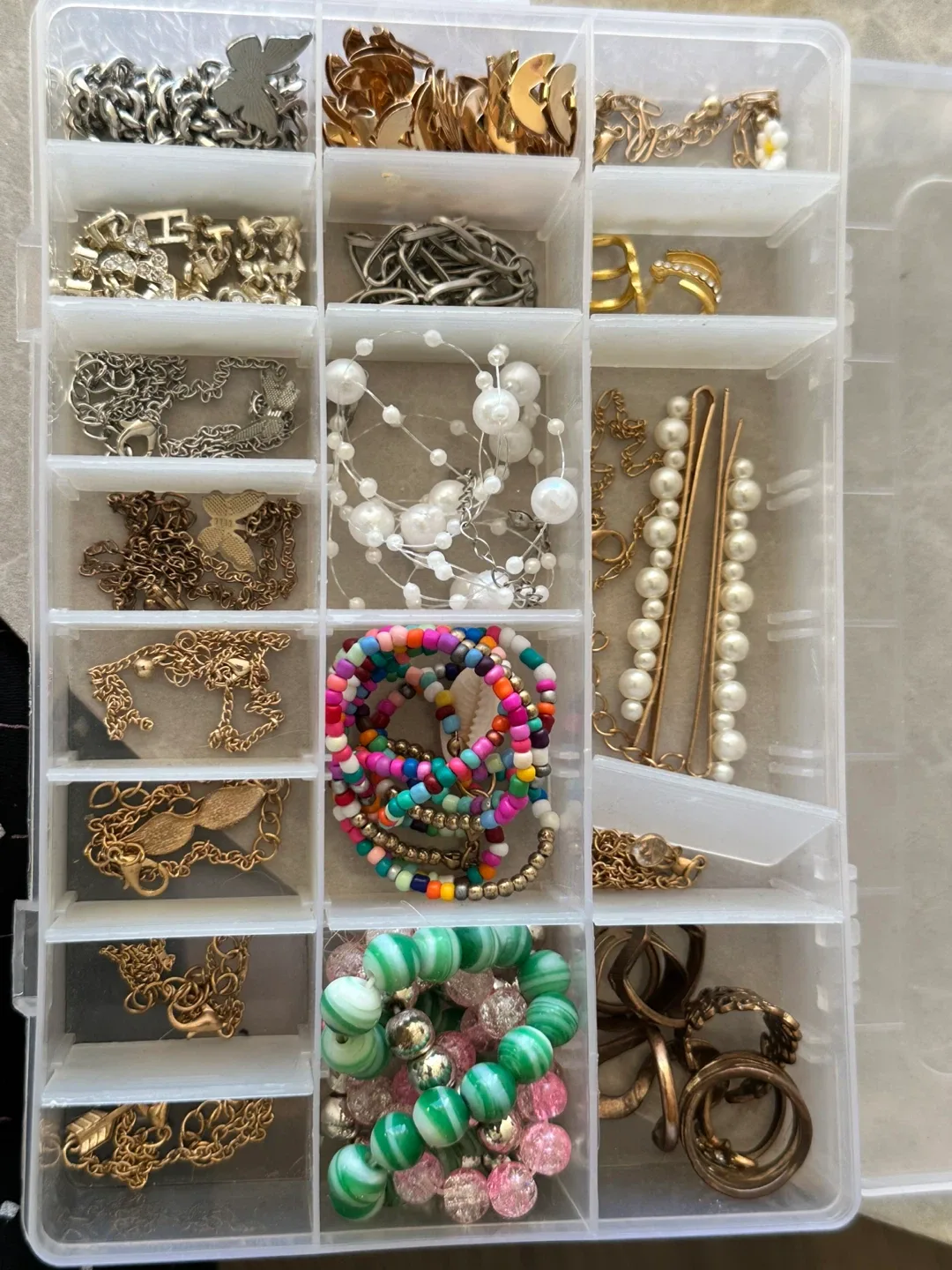 Assorted Jewellery Lot - Chains, Bracelets, Rings