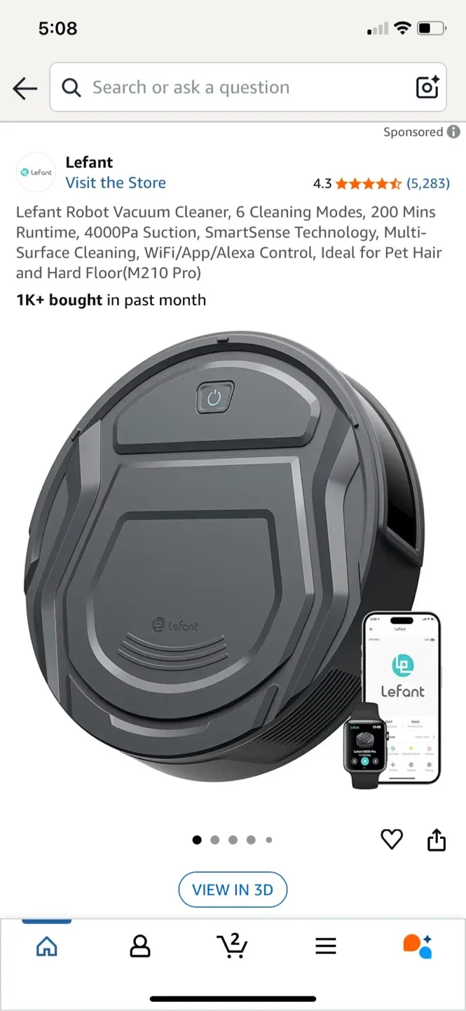 Brand new Lefant M210 Pro Robot Vacuum thumbnail