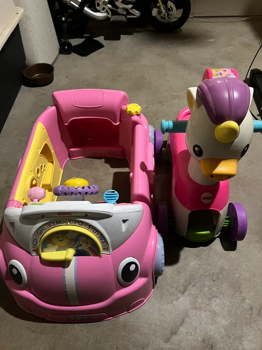 Fisher-Price Pink Car and Unicorn Ride-On Toys