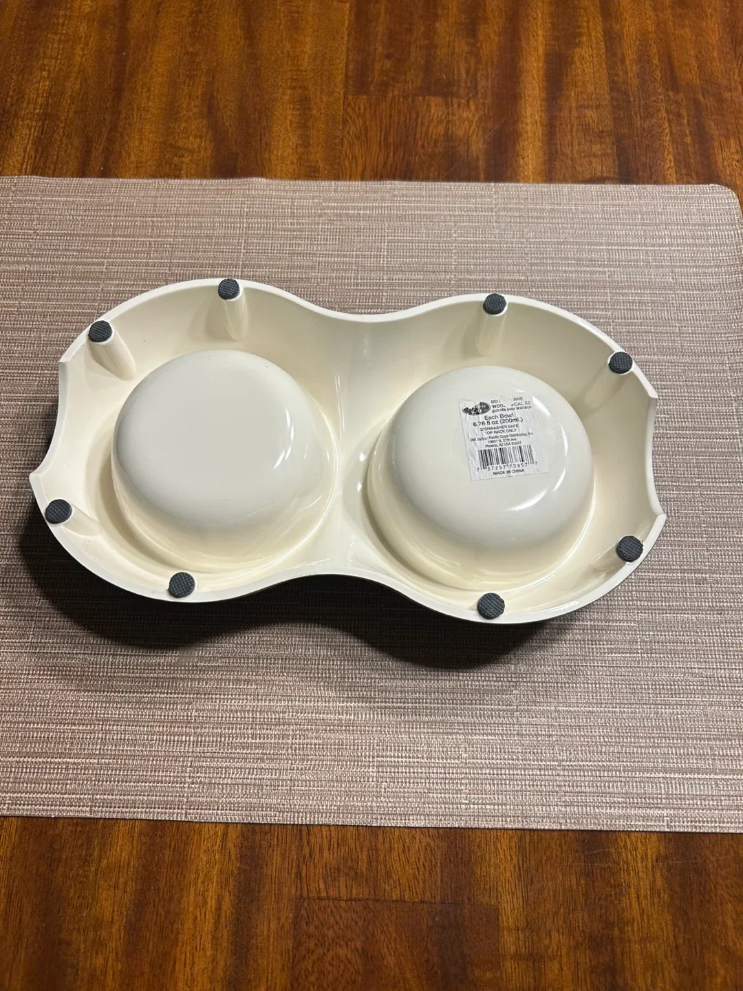 Like New! Elevated Pet Bowls — Woodgrain Decal —  Size XS image indicator(4)