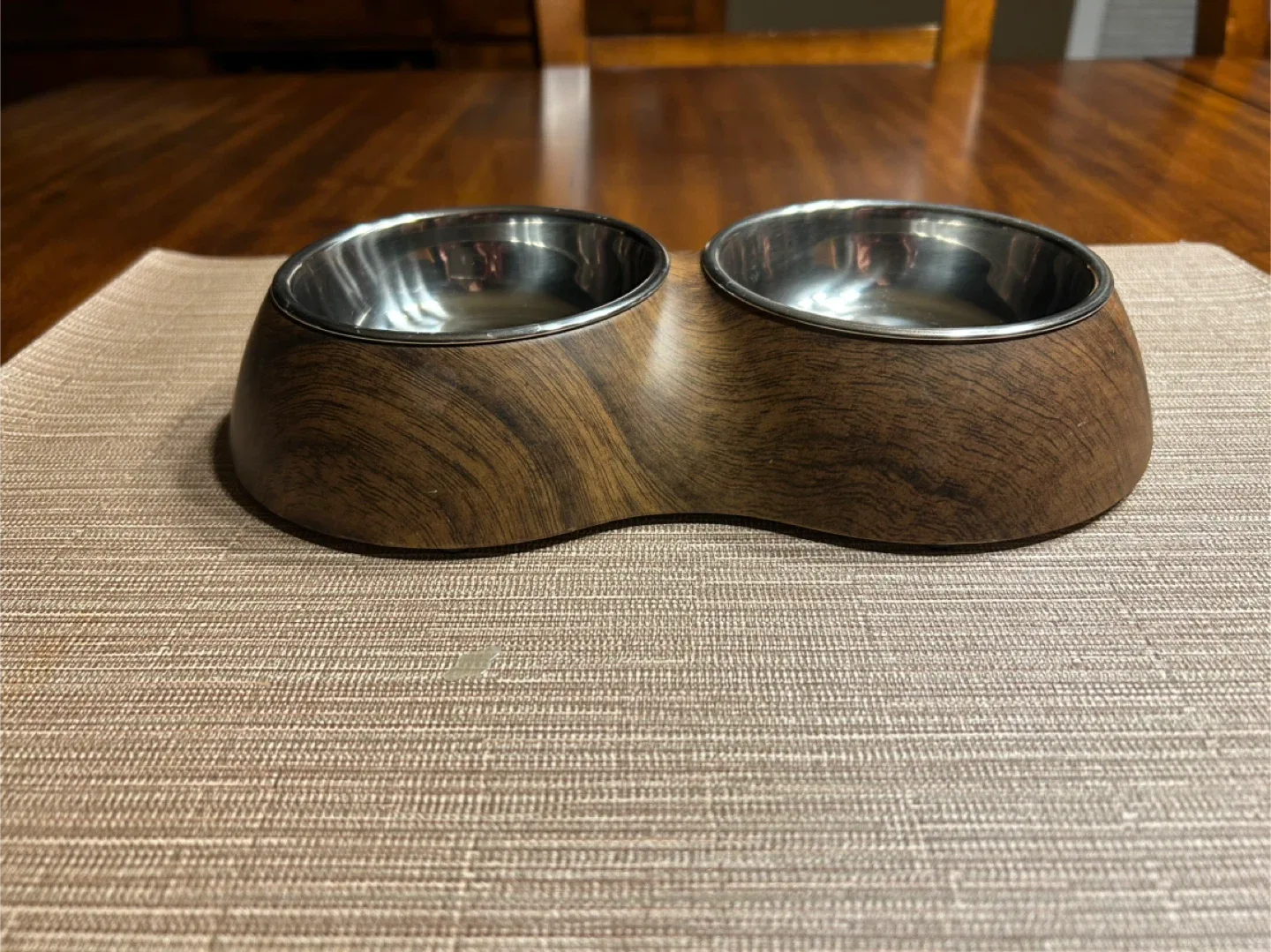 Like New! Elevated Pet Bowls — Woodgrain Decal —  Size XS image indicator(5)