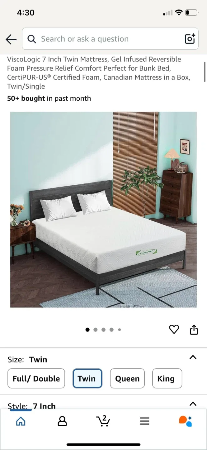 New- Twin 7” ViscoLogic Mattress - Medium Firm image indicator(10)