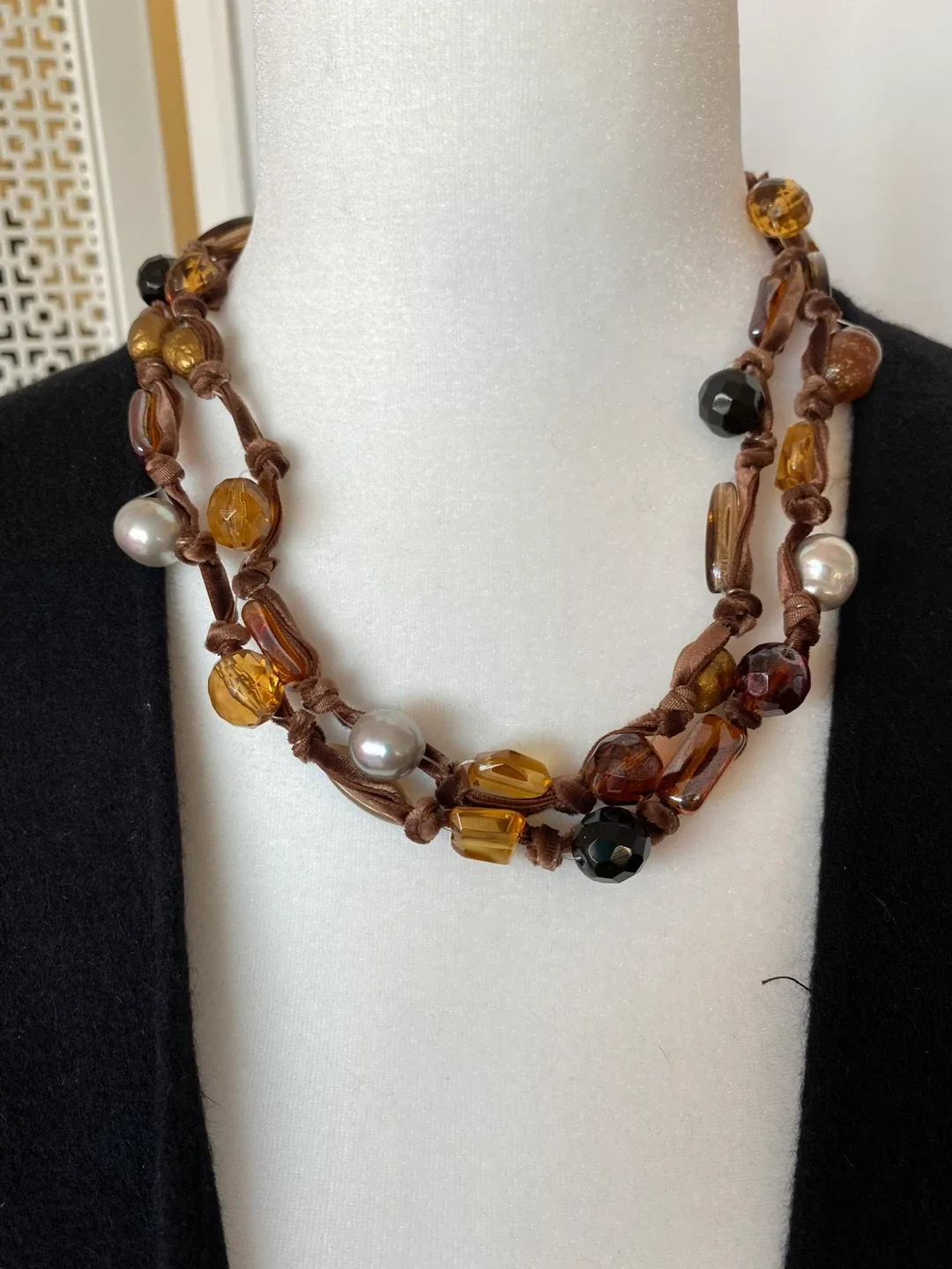 Beaded Necklace - Brown & Amber Tones image indicator(2)