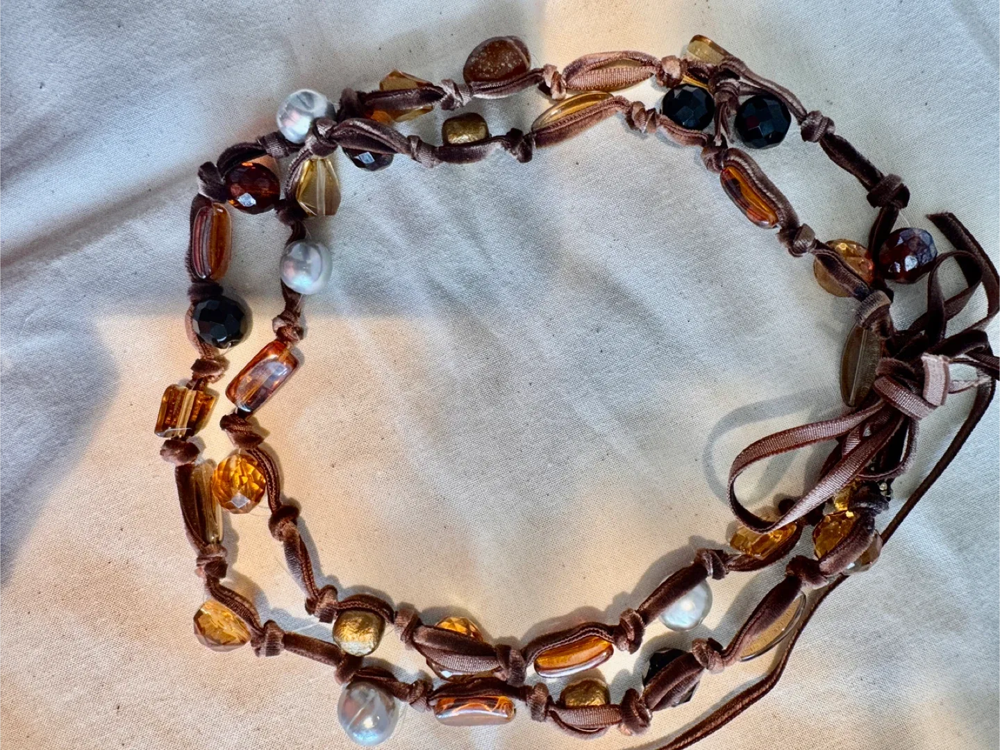 Beaded Necklace - Brown & Amber Tones thumbnail