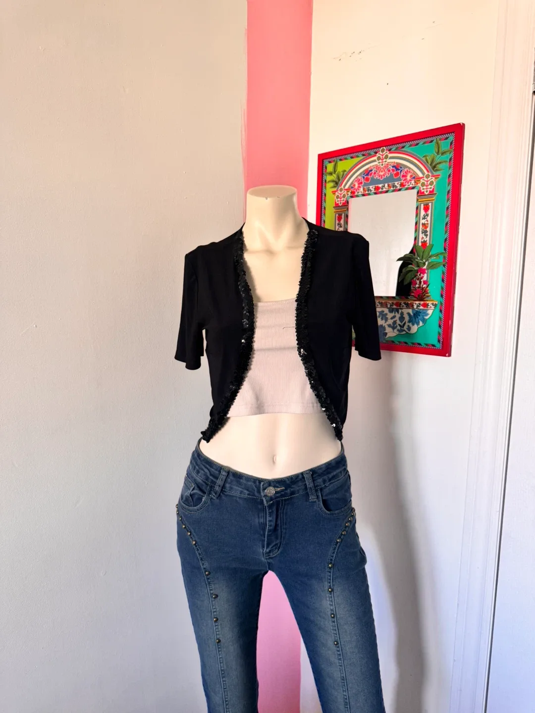 Black Sequin Trim Cardigan thumbnail