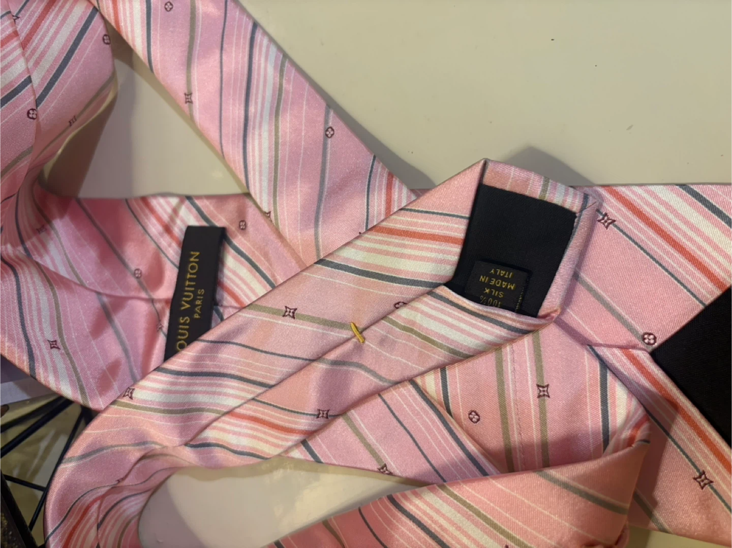 Louis Vuitton Pink Striped Silk Tie - photo 4