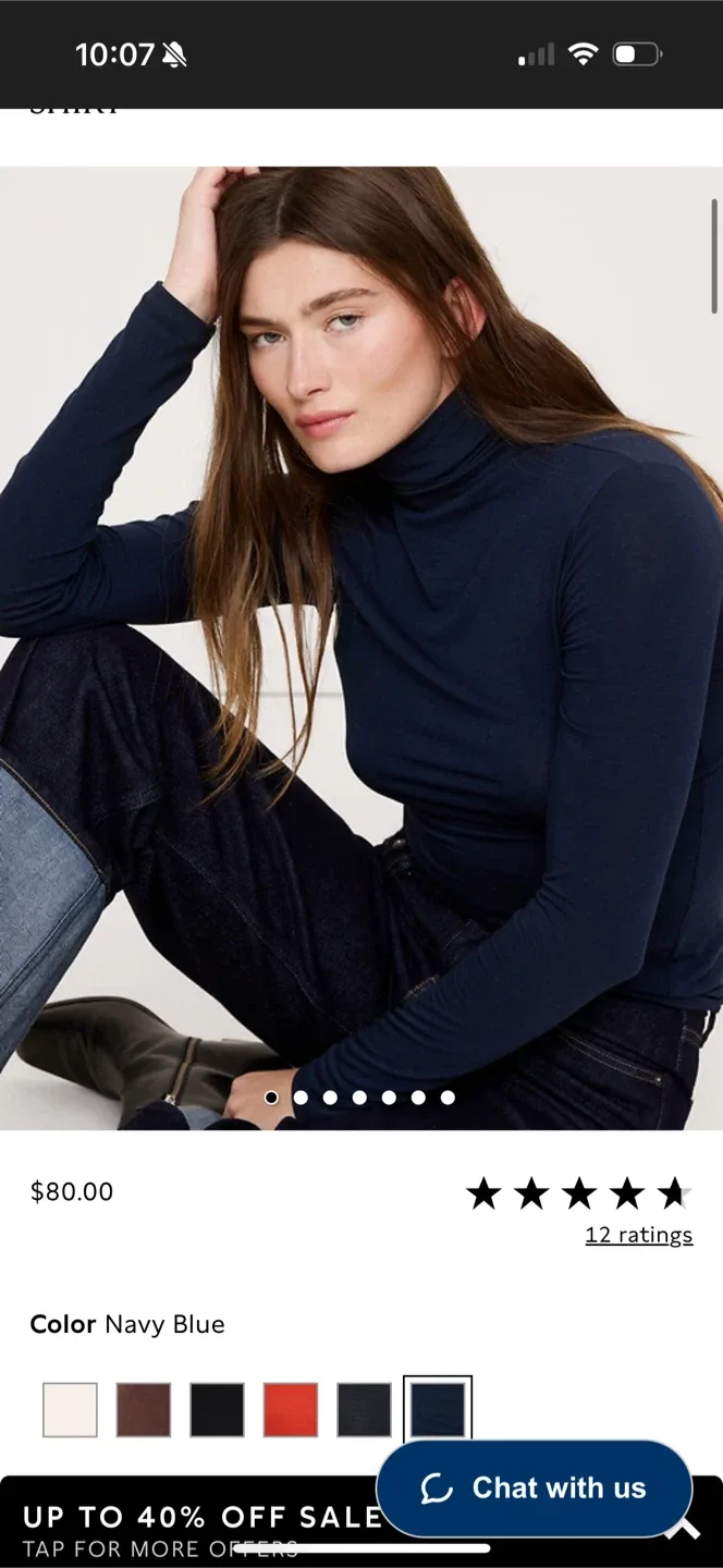 Banana Republic Turtleneck - Navy Blue, Size L - New thumbnail