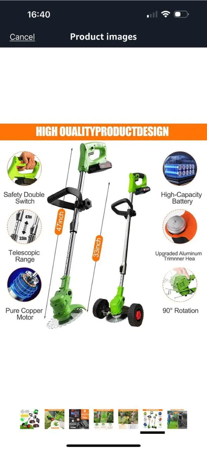Electric Weed Wacker 21V (with Wheels) image indicator(4)