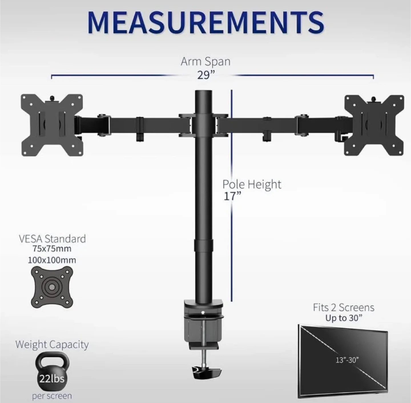 Brand New VIVO Dual Monitor Desk Mount, Holds 2 Computer Screens image indicator(2)