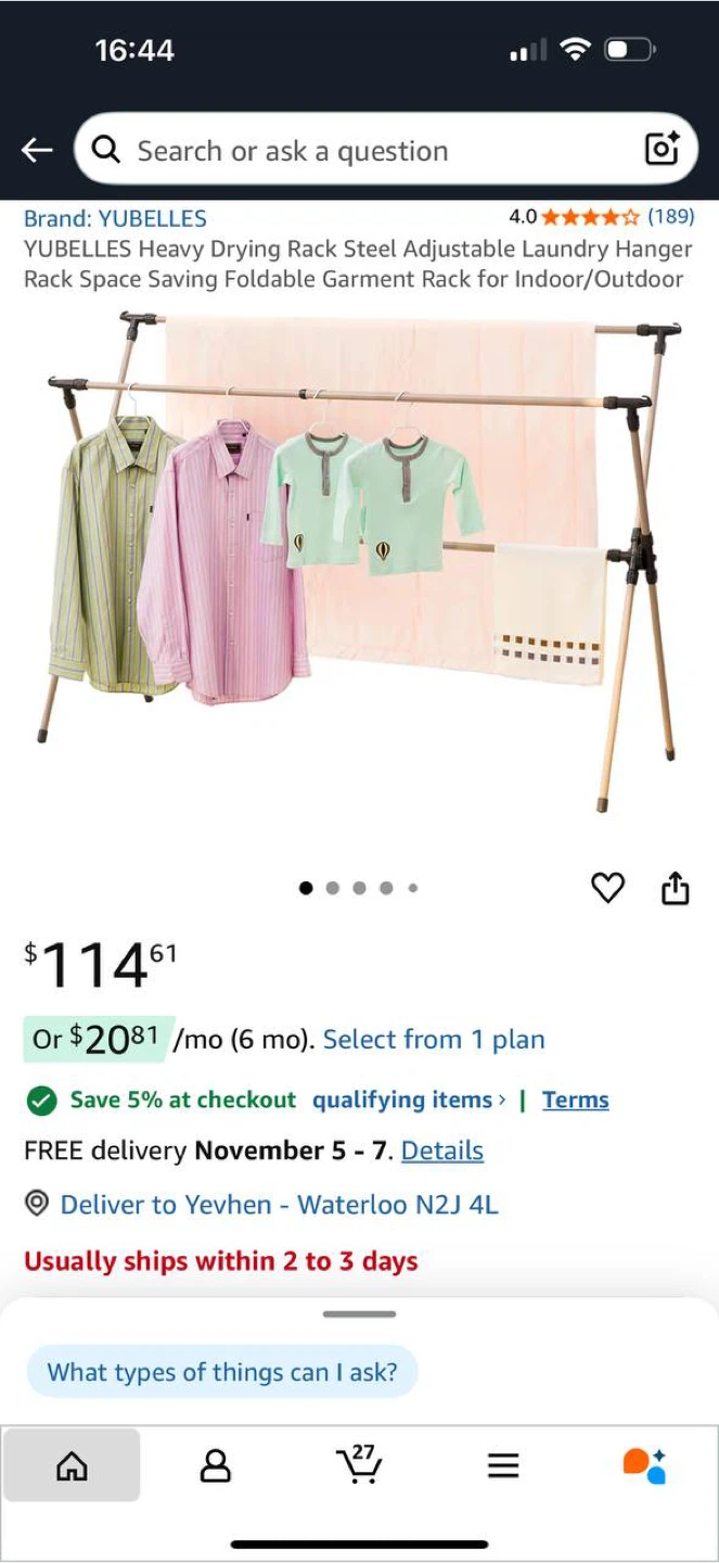 YUBELLES Heavy Drying Rack – Adjustable Laundry Hanger