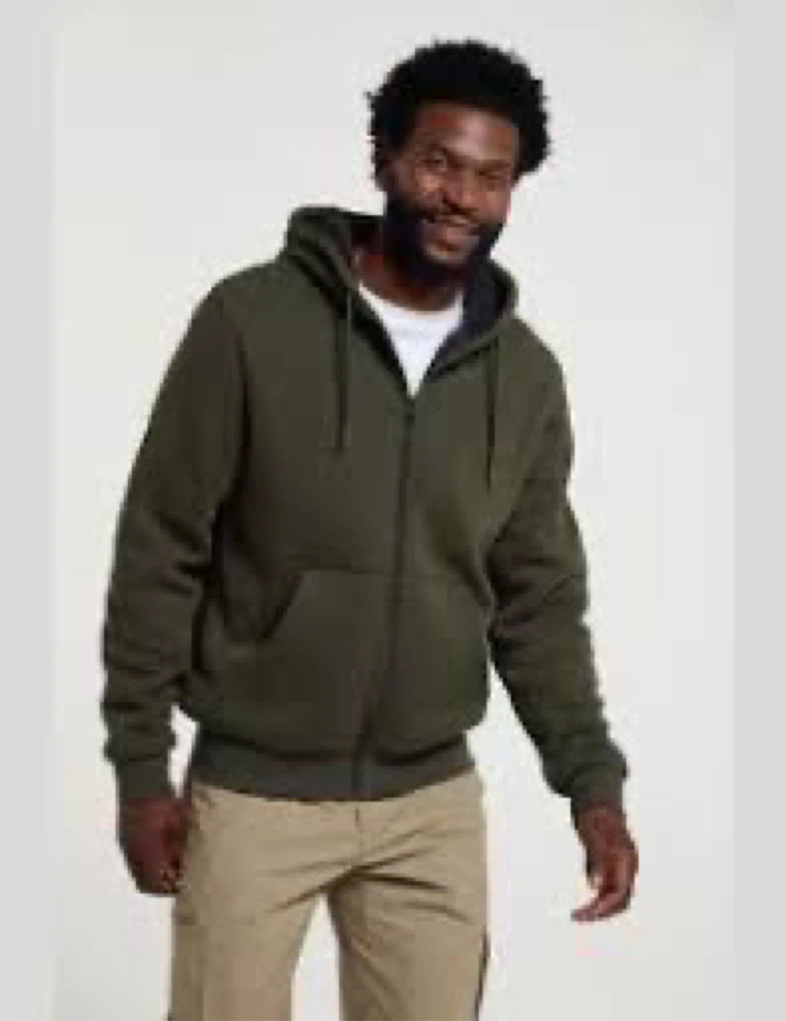 Olive Green Sherpa-Lined Zip Hoodie - photo 3