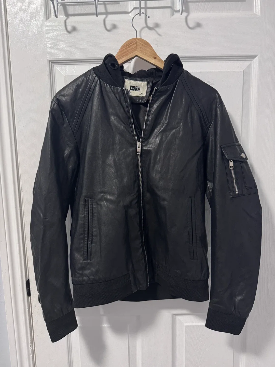 Black Faux Leather Jacket - Size L thumbnail