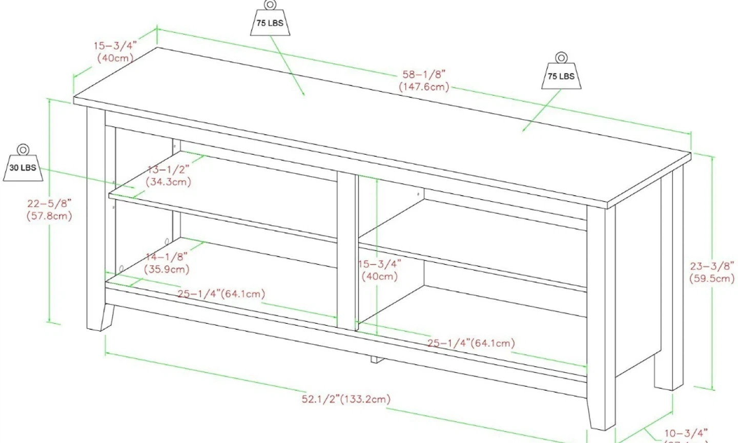New Traditional Brown Tiered Top Open Concept TV Stand - photo 4