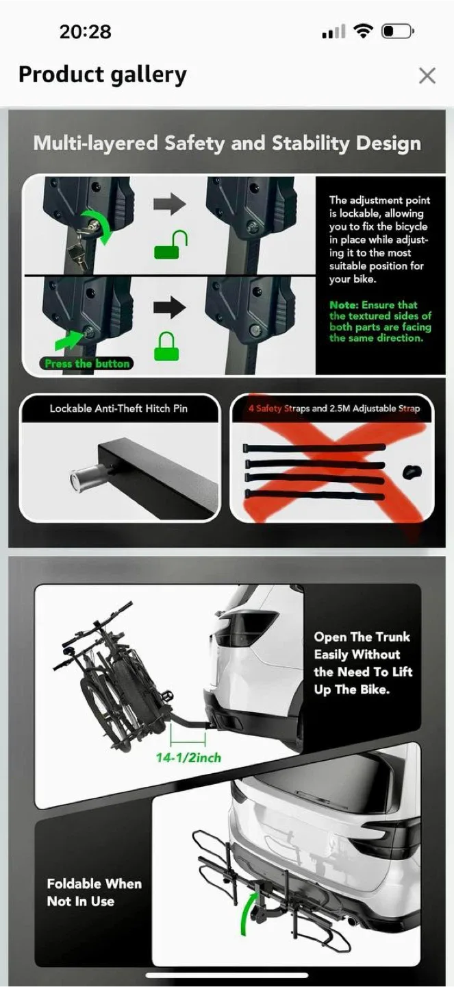 TRAILXPERT 2-Bike Hitch Mount Rack — Fits E-Bikes & Fat image indicator(4)