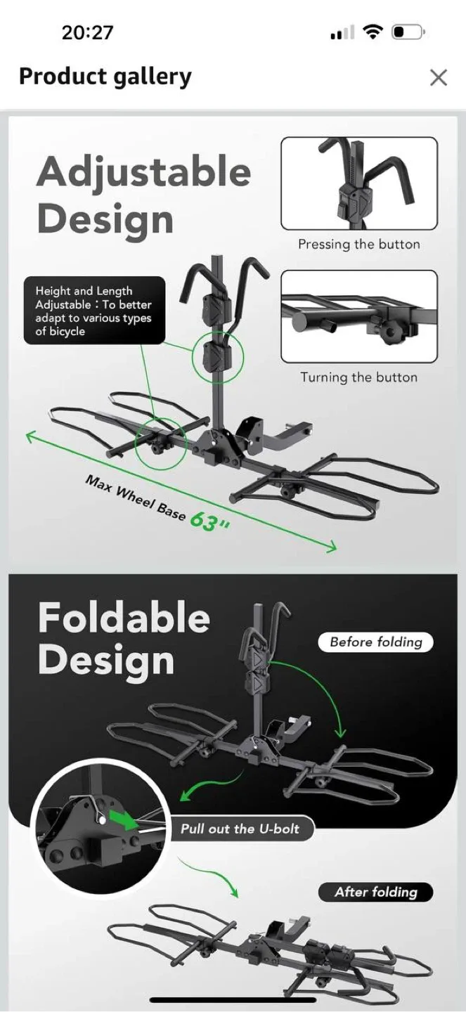 TRAILXPERT 2-Bike Hitch Mount Rack — Fits E-Bikes & Fat image indicator(3)