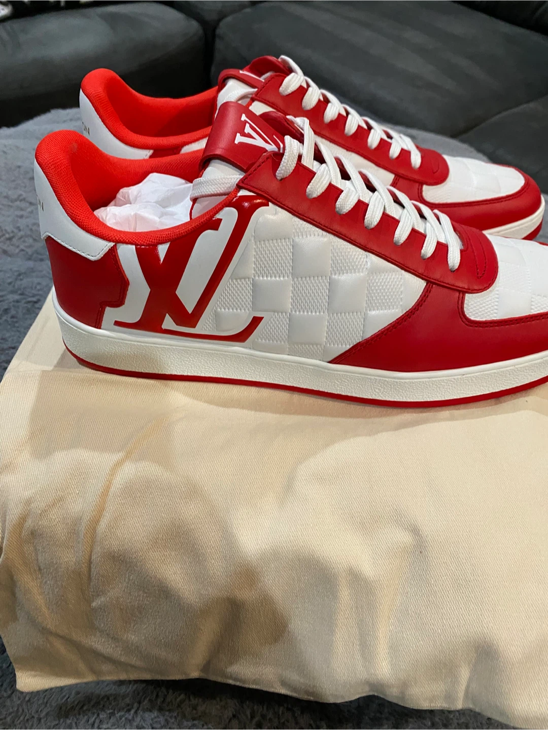 Louis Vuitton Red & White Sneakers - photo 4