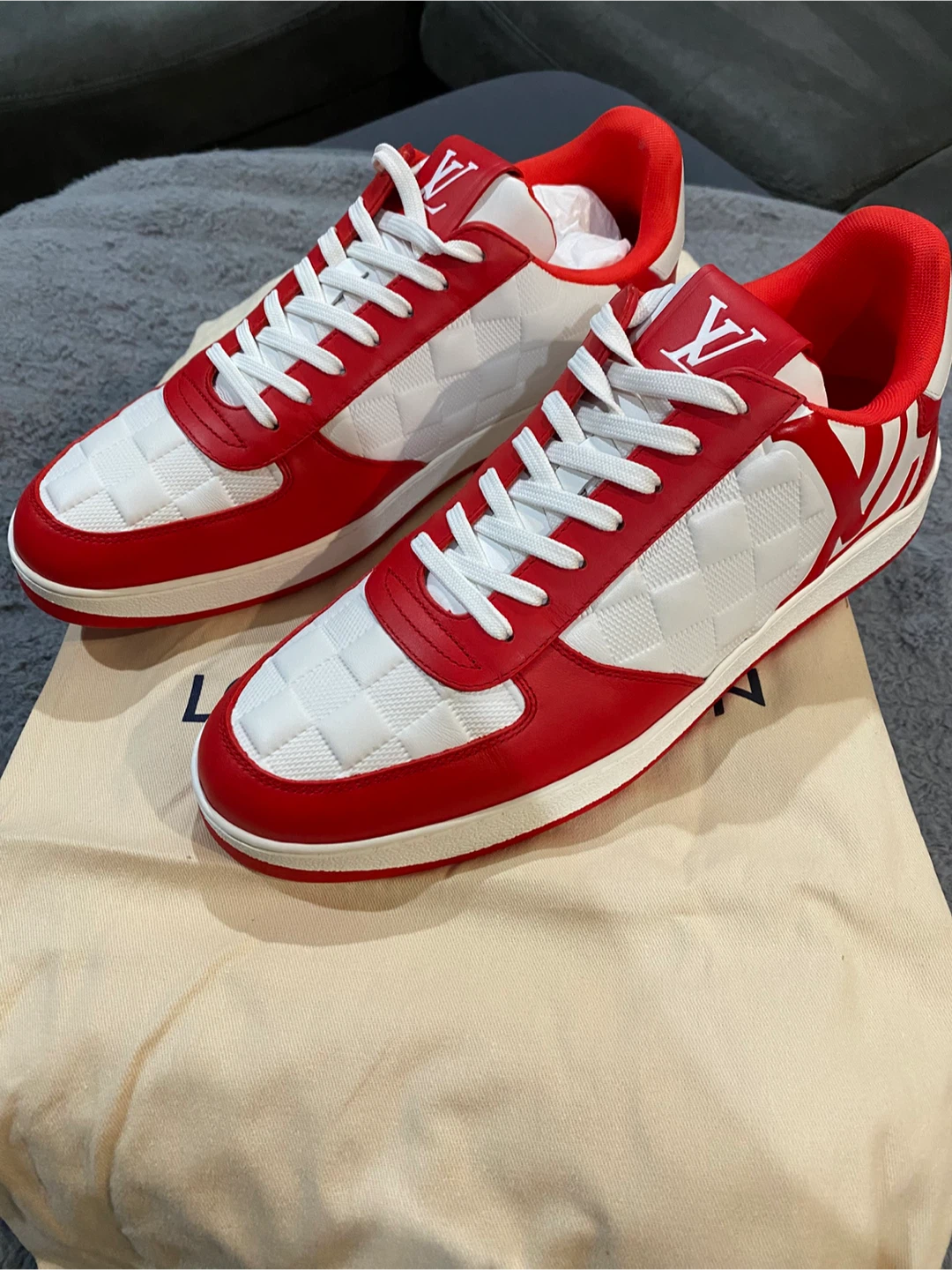 Louis Vuitton Red & White Sneakers
