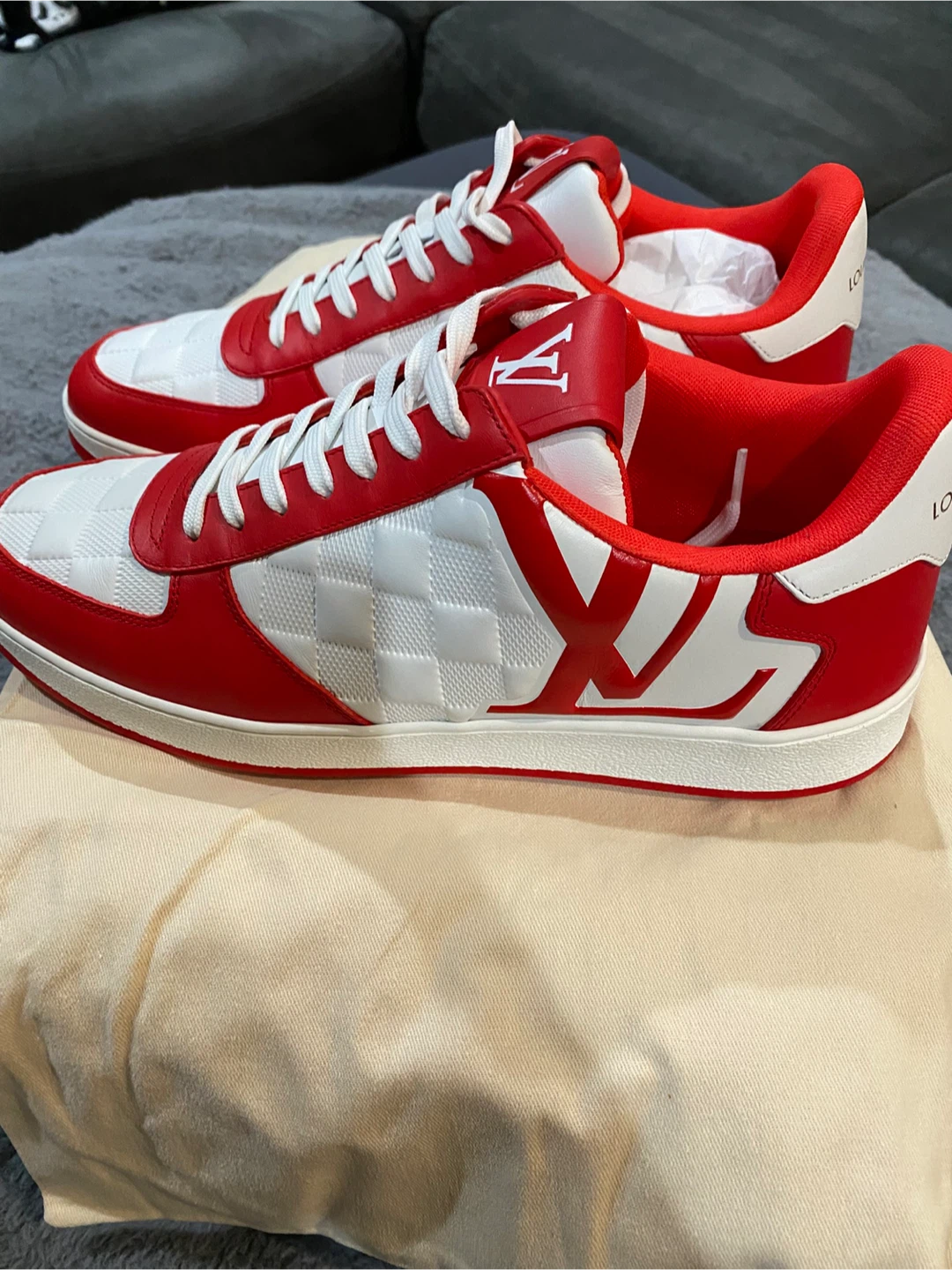 Louis Vuitton Red & White Sneakers - photo 2