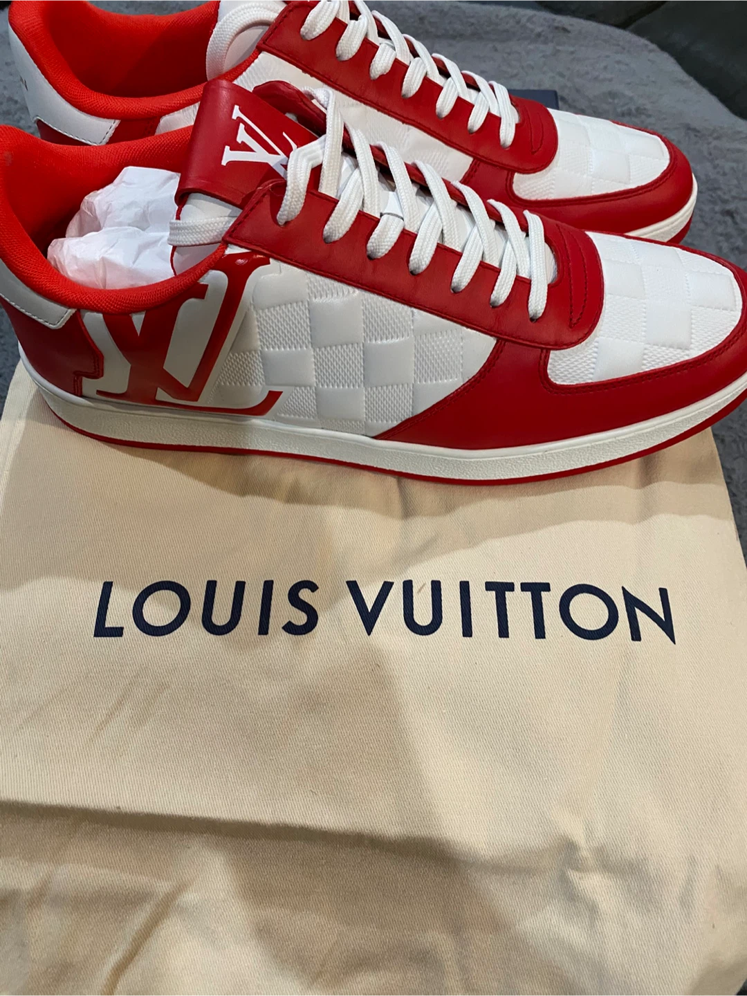 Louis Vuitton Red & White Sneakers - photo 5