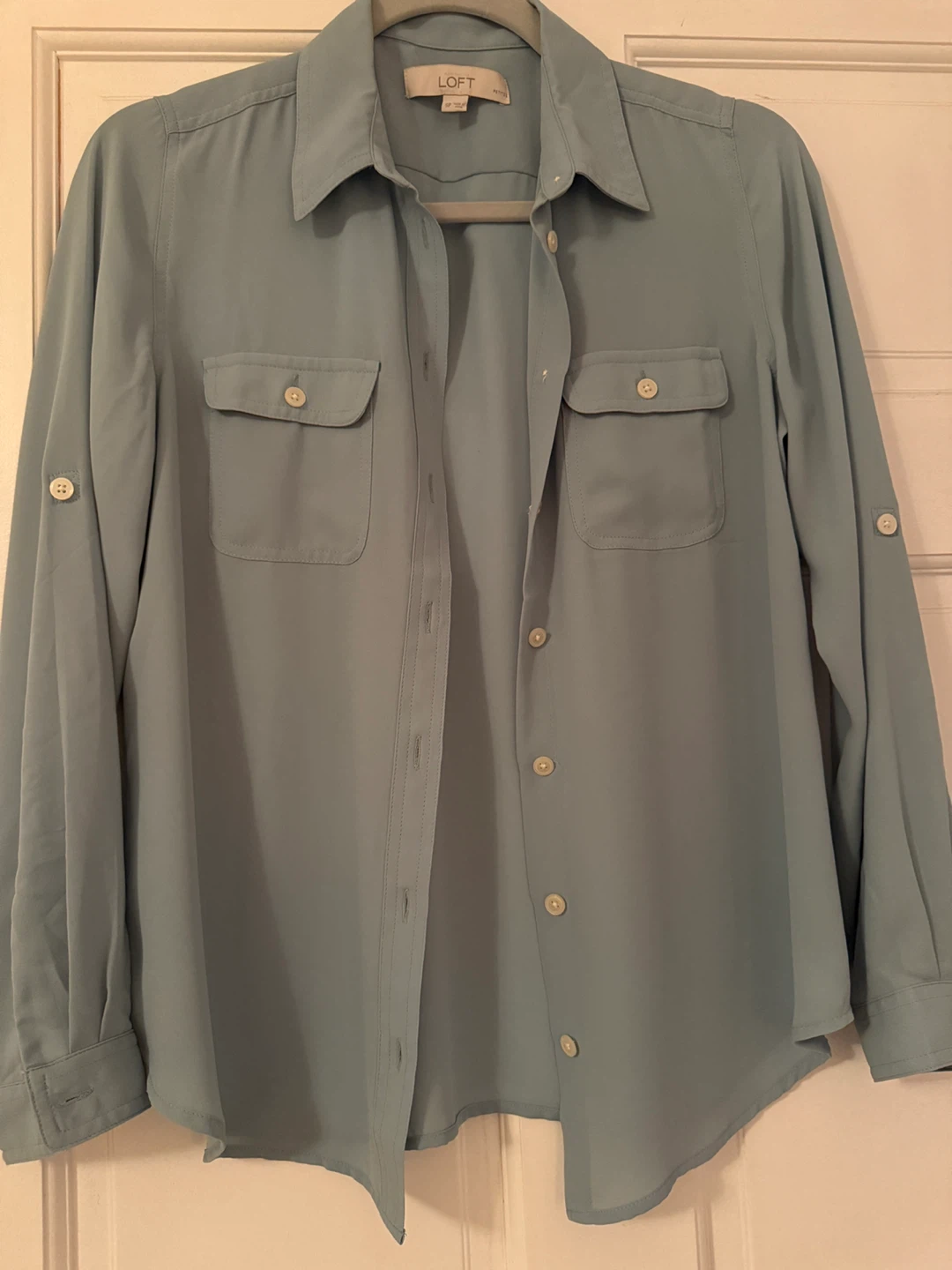 LOFT Petites SP Blue Button-Down Shirt