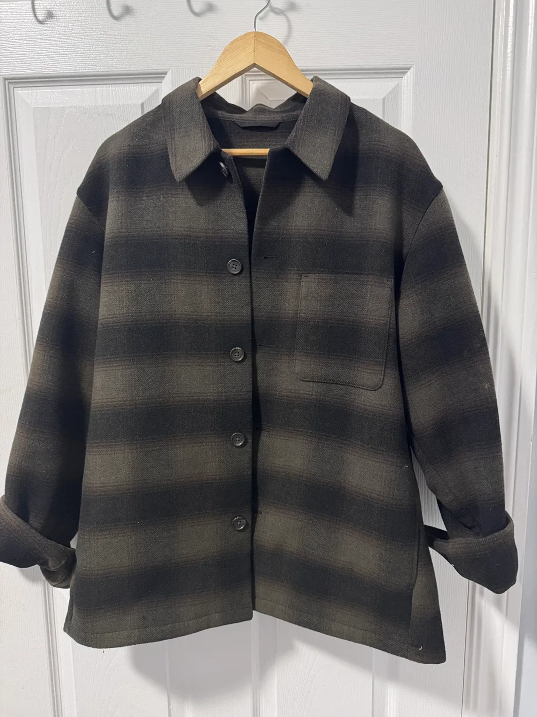 Plaid Wool Blend Overshirt (L size) thumbnail