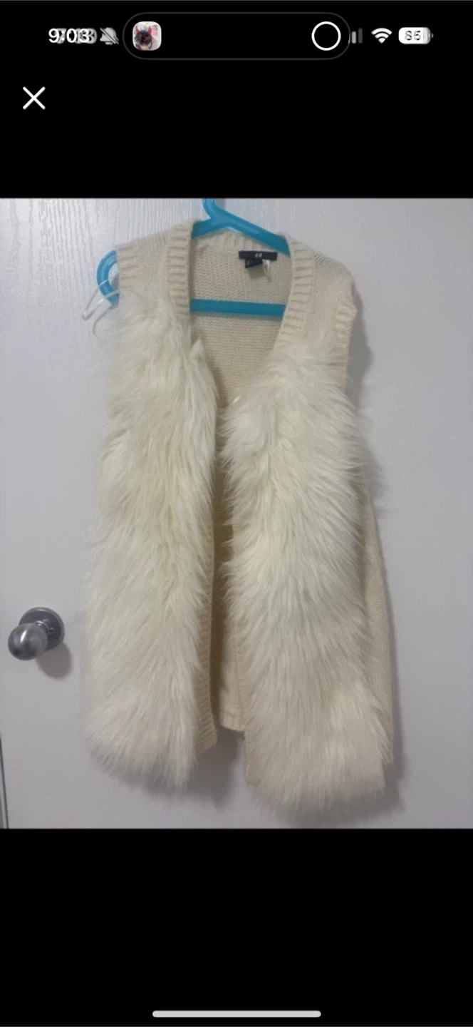 H&M Cream Faux Fur Vest