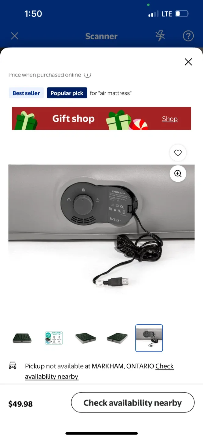 Intex Dura-Beam Queen Air Mattress - Like New! image indicator(3)