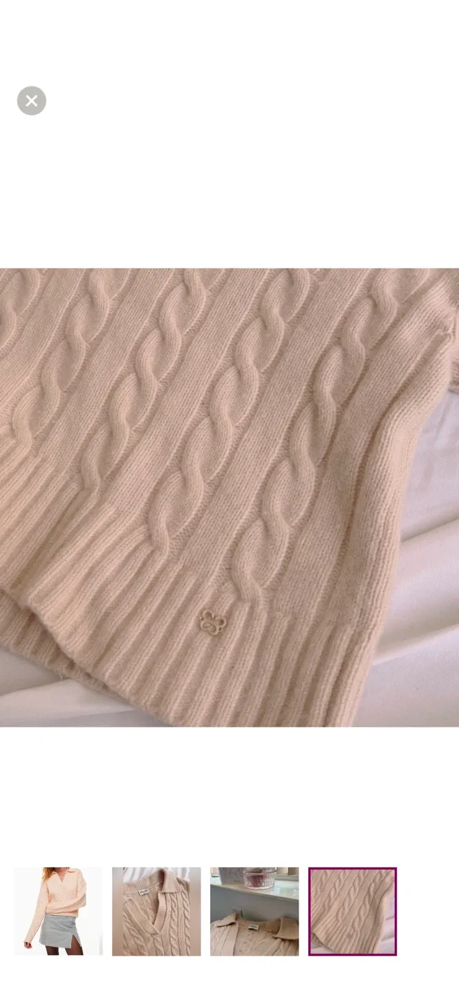 Aritzia Pink Cable Knit Sweater image indicator(4)